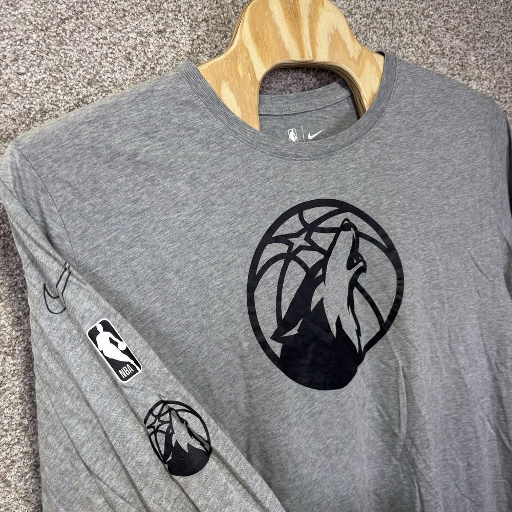 Minnesota Timberwolves Shirt Mens 3XL Gray NBA Basketball Nike Long Sleeve